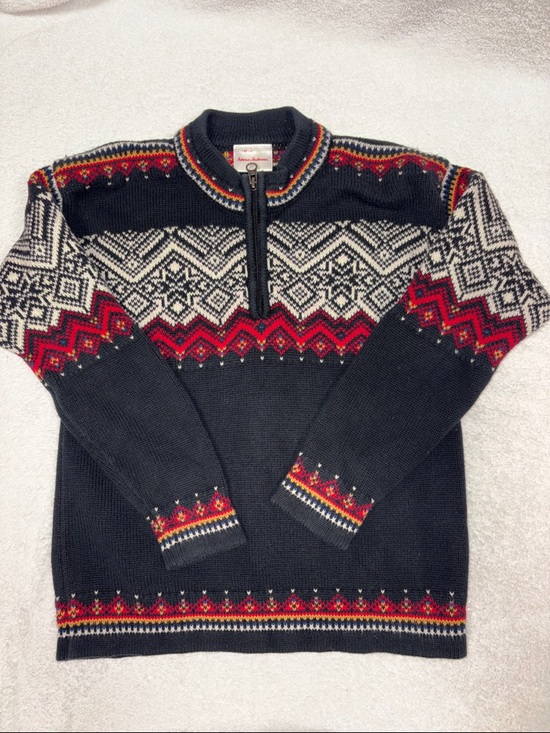 Hanna Andersson Other - Hanna Andersson Nordic fair isle quarter zip pullover sweater black boys 8